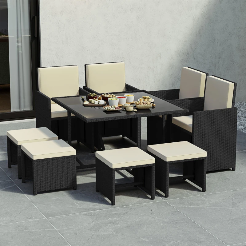 Image of Lassic Garden Vida Cuba 8 Seater Rattan Set + Cover Black unisex One Size