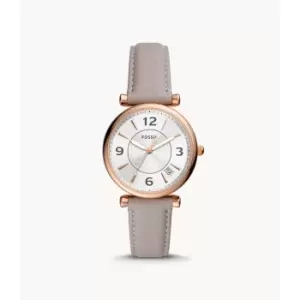 Image of Fossil Womens Carlie Three-Hand Date Eco Leather Watch - Gray