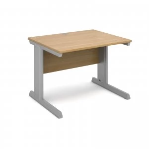 Image of Vivo Straight Desk 1000mm x 800mm - Silver Frame Oak Top
