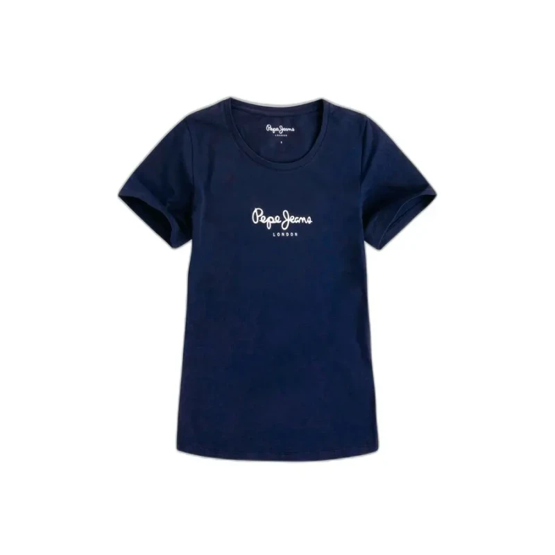 Image of Pepe Jeans Logo Print T-Shirt with Short Sleeves Navy Women XS;S;M;L;XL