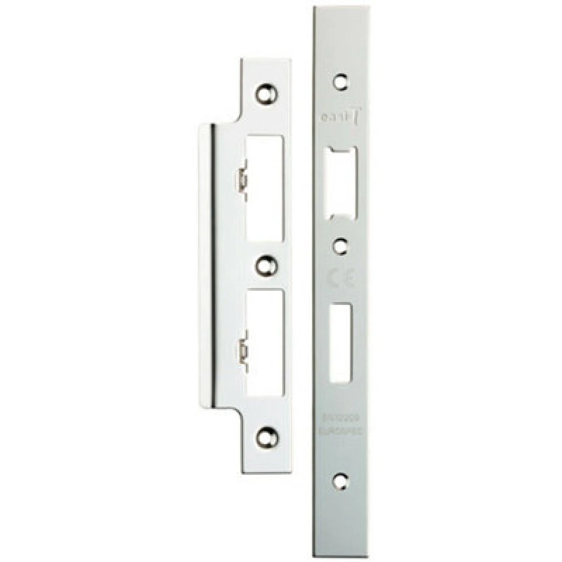 Image of Loops Forend Strike & Fixing Pack For DIN Euro Sash & Bathroom Lock Bright Steel Metallics