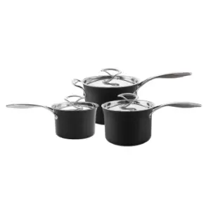 Image of Circulon Style Hard Anodised 3 Piece Saucepan Set Black