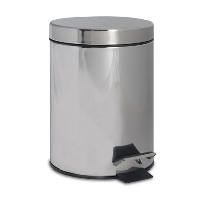 Image of Harbour Housewares Bathroom Pedal Bin - 3L - Chrome - Round Stainless Steel Slim Rubbish Dustbin Lid And Inner Liner Bucket