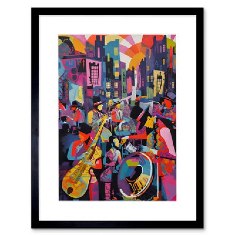 Image of Artery8 New Orleans Jazz Festival Street Musicians Music City Sunset Framed Wall Art Print