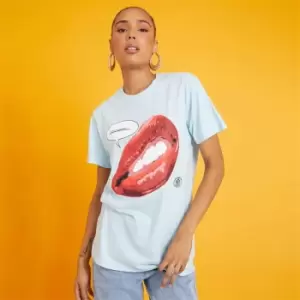 Image of I Saw It First D13ego Grr Lip Oversized T-Shirt - Blue