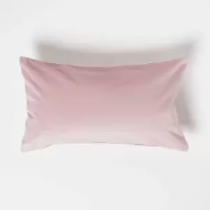 Image of Homescapes - Pink Velvet Cushion, Bolster 30 x 50cm - Pink