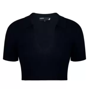 Image of Kangol Crop Collar T Shirt Womens - Black
