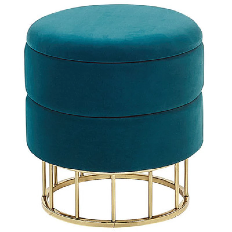Image of Beliani Storage Pouffe Elgin Velvet Teal