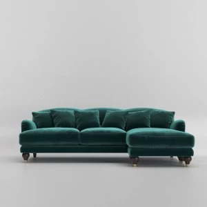 Image of Swoon Holton Velvet Corner Sofa - Right Hand Side - Corner Sofa - King Fisher