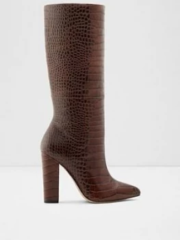 Image of Aldo Ibilia Knee High Reptile Boots - Brown