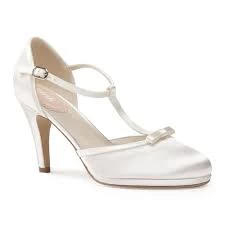 Image of Pink by Paradox London Satin 'Misty' High Heel Stiletto T-Bar Shoes - 3 - ivory