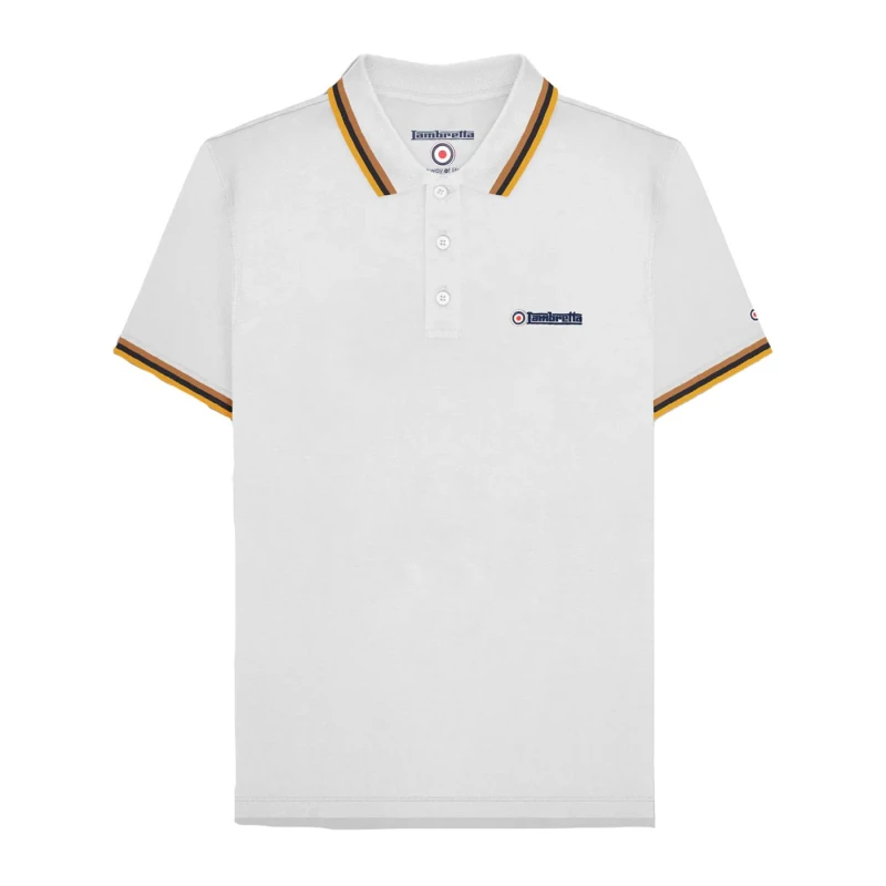 Image of Lambretta Lambretta Men SS25 Triple Tipped Polo Shirt in Off White Size: Small Off White S Male 5063703718974
