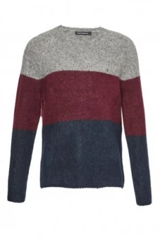Image of Mens French Connection Block Stripe Mohair Mix Jumper Multi Coloured