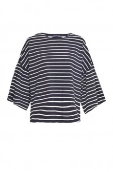 Image of French Connection Tim Tim Cropped Bell Sleeve Top Blue
