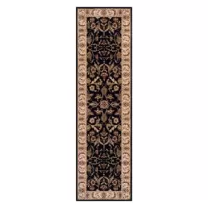 Image of Oriental Weavers Royal Classic Runner Rug Black Gold Floral 636B 68X235cm
