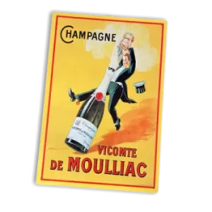 Image of Geko Vintage Metal Sign - Retro Advertising Champagne Vicomte De Moulliac Sign