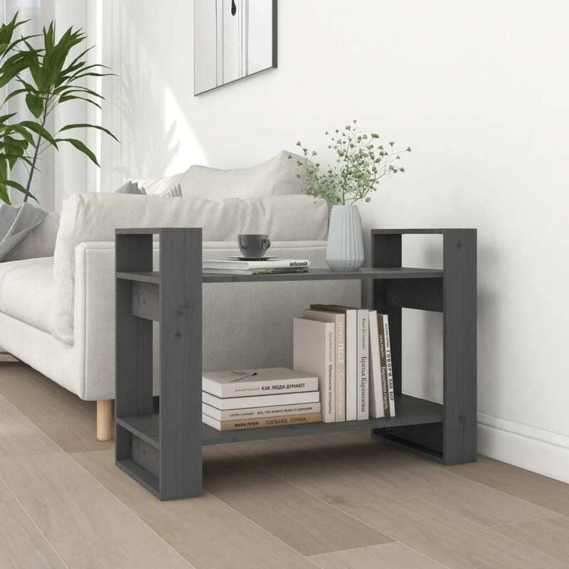 Image of VIDAXL Vidaxl - Book Cabinet/Room Divider Grey 80x35x56.5cm Solid Wood Pine 8720286905340