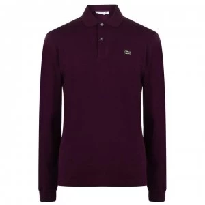 Image of Lacoste Long Sleeve Embroidered Polo Shirt - Burgundy FY5