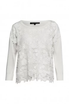 Image of French Connection 3D Crochet Knitted Jumper White