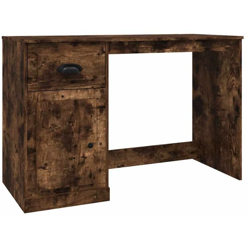 Image of VIDAXL Vidaxl - Desk with Drawer Smoked Oak 115x50x75cm Engineered Wood 8720845793678