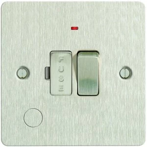 Image of Wickes 13A Switched Fused Socket + LED Screwed Flat Plate Brushed Steel