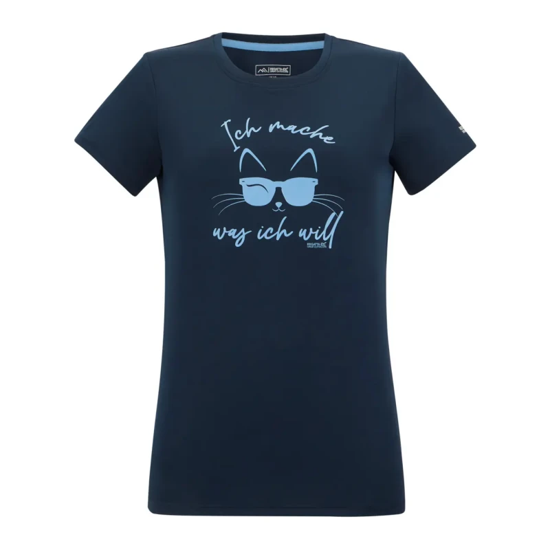 Image of Womens T-Shirt Regatta Fingal Slogan Bleu Female 36