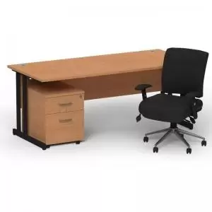 Image of Impulse 1600800 Black Cant Desk Oak 2 Dr Mobile Ped & Chiro Med