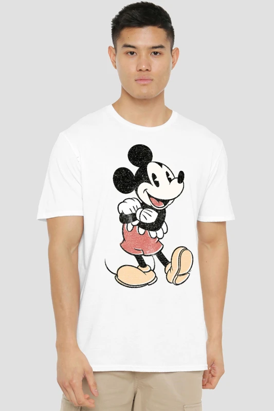 Image of Mickey Mouse Vintage Mickey Mouse Cotton Mens T-Shirt Grey Grey
