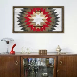 Image of TAH014 Brown Grey White Red Decorative Framed MDF Painting