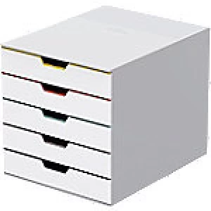 Image of Durable Desk Drawer Unit VARICOLOR Mix 5 ABS White 28 x 35.6 x 29.2 cm