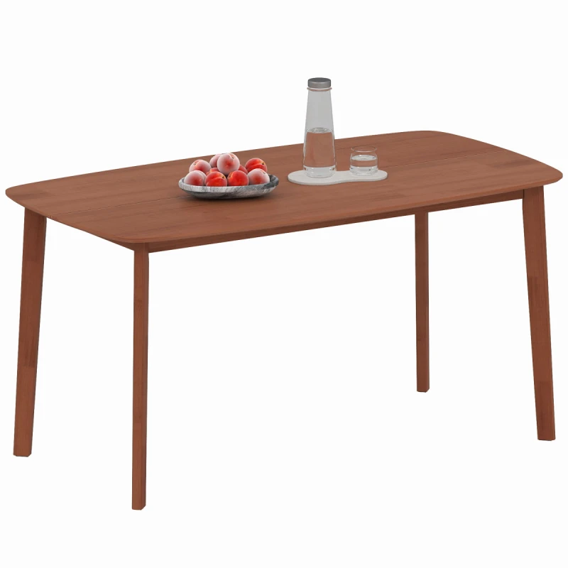 Image of HOMCOM HOMCOM 150cm Rectangular Dining Table with Solid Wood Frame, Light Brown Light Brown One Size Unisex 5063603663305