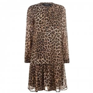 Image of SET Leopard Print Midi Dress - 0739 CAMEL GREY