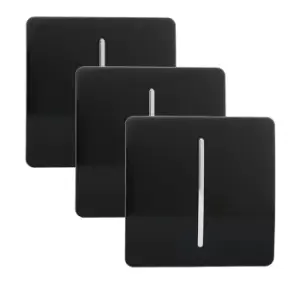 Image of Trendi Switch 1 Gang 2 Way 10 Amp Rocker Light Switch in Screwless Black (3 Pack)
