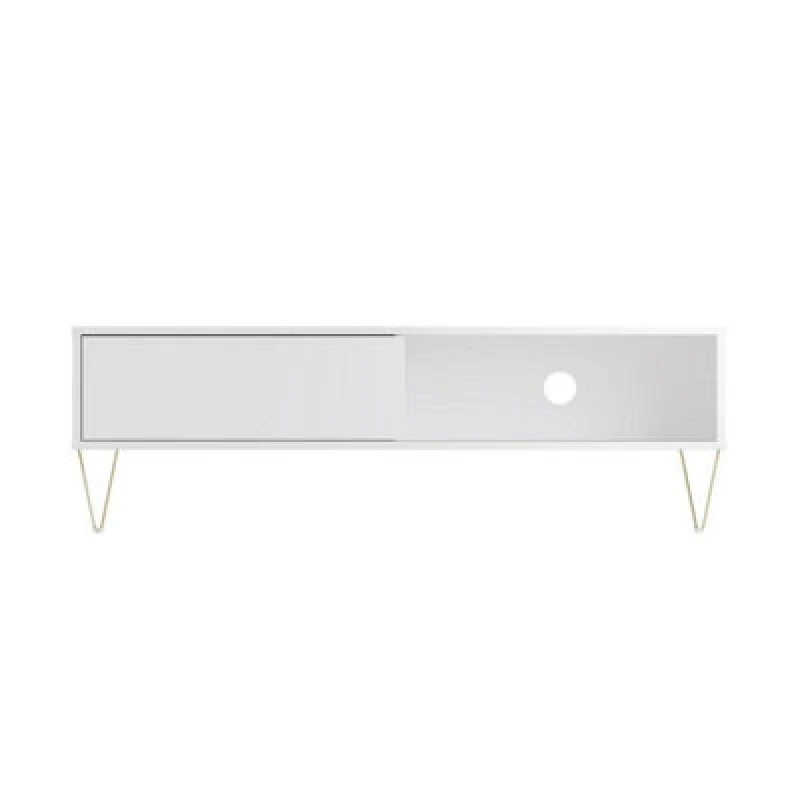 Image of Timber Art Design TV Cabinet Sliding Door White Living Room Furniture