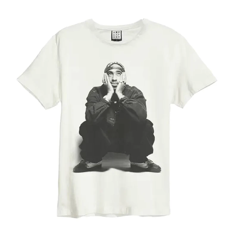 Image of Amplified Mens Contemplation Tupac Shakur Vintage T-Shirt in White Size: Small White Male S