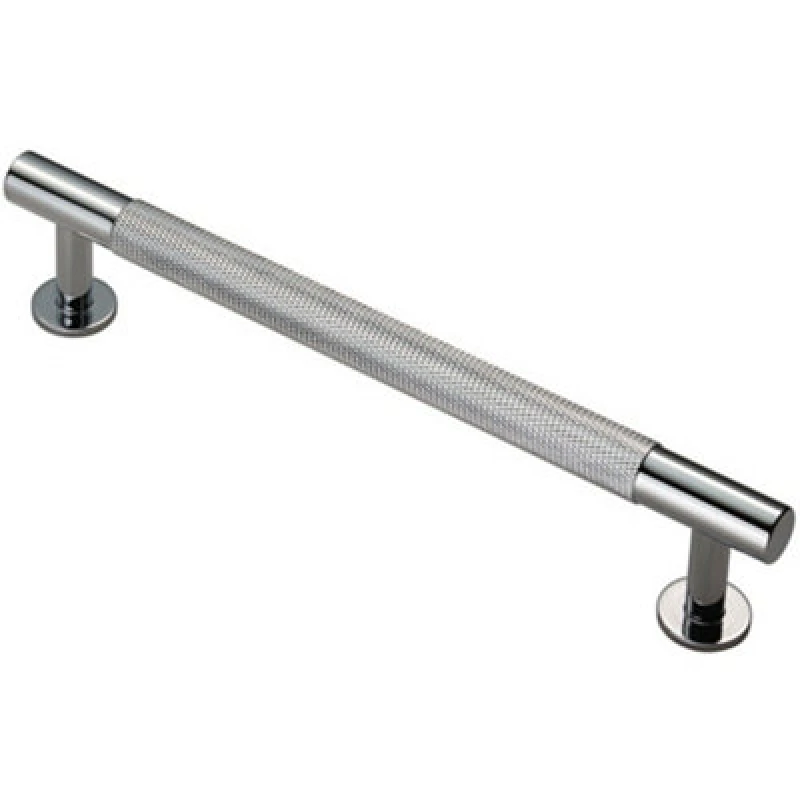 Image of Loops Knurled Bar Door Pull Handle 190 x 13mm 160mm Fixing Centres Chrome Multi unisex