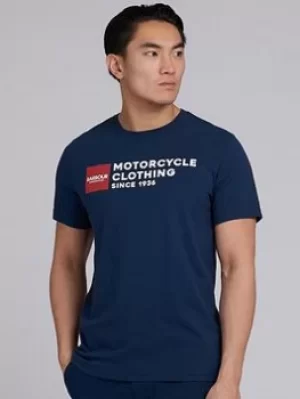 Image of Barbour International Small Block Logo T-Shirt, Navy, Size S, Men