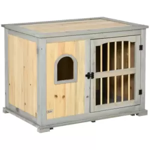 Image of Pawhut Two-in-one Wooden Dog Crate With Lockable Door Window