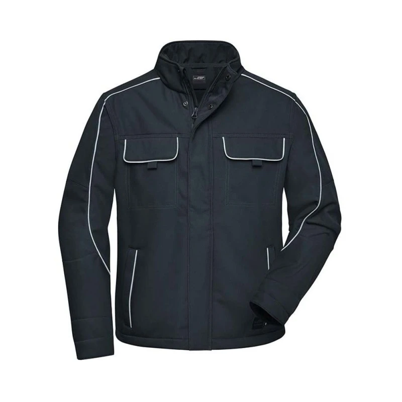 Image of James and Nicholson Mens Workwear Softshell Jacket in Dark Grey Size: XL Dark Grey Male XL
