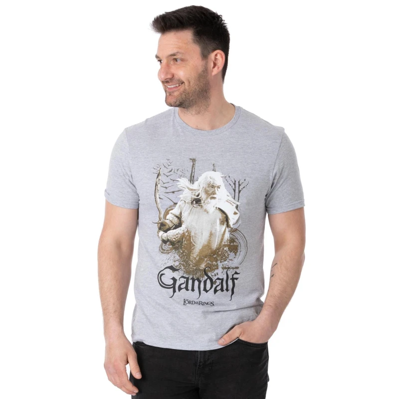 Image of Lord of the Rings Lord of the Rings Men Short Sleeved T-Shirt in Grey Size: Medium Grey M Male 5060977370518