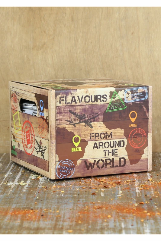 Image of Kimm and Miller (UK) Ltd Kimm and Miller (UK) Ltd Around The World Seasoning Set - 9 Sauces Oils & Spices in Beige Size: 361g Beige 361g Unisex 5055