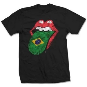 Image of The Rolling Stones - Brazil Tongue Unisex Medium T-Shirt - Black