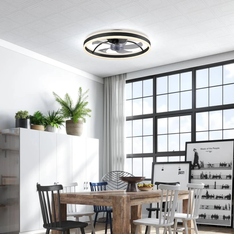 Image of HOMCOM Ceiling Fan with Light & Remote, 3 Colour Temperatures, 50cm in Black Unisex