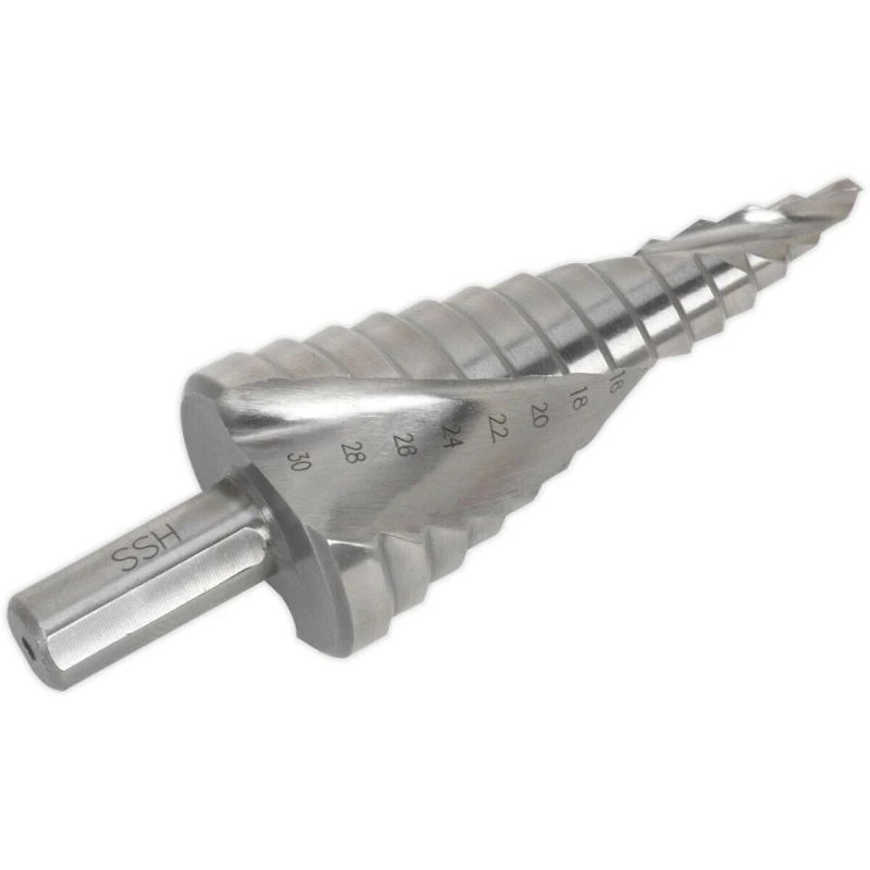 Image of Loops HSS 4341 Spiral Flute Step Drill Bit - 4mm to 30mm Holes - Precision Drilling Multi