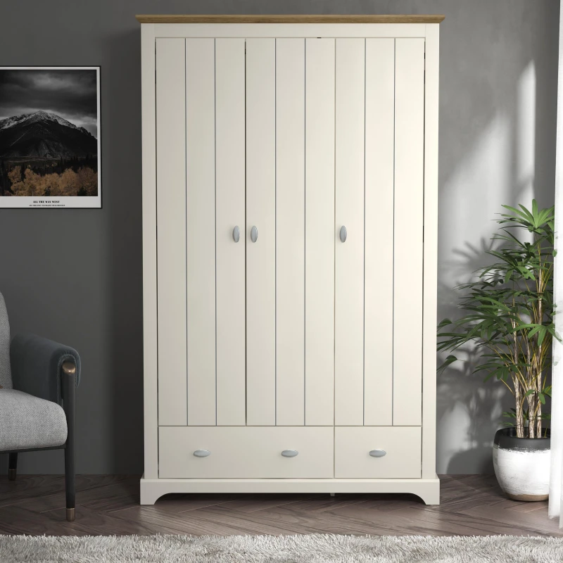Image of Homelife Tetbury 3 Door Wardrobe - White White One Size