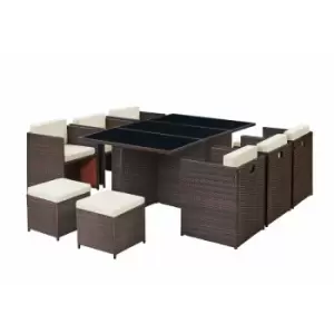 Image of Vista Brown 11PC Cube Set w/ Cream Cushions