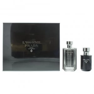 Image of Prada Lhomme Gift Set 100ml Eau de Toilette + 125ml Aftershave Balm