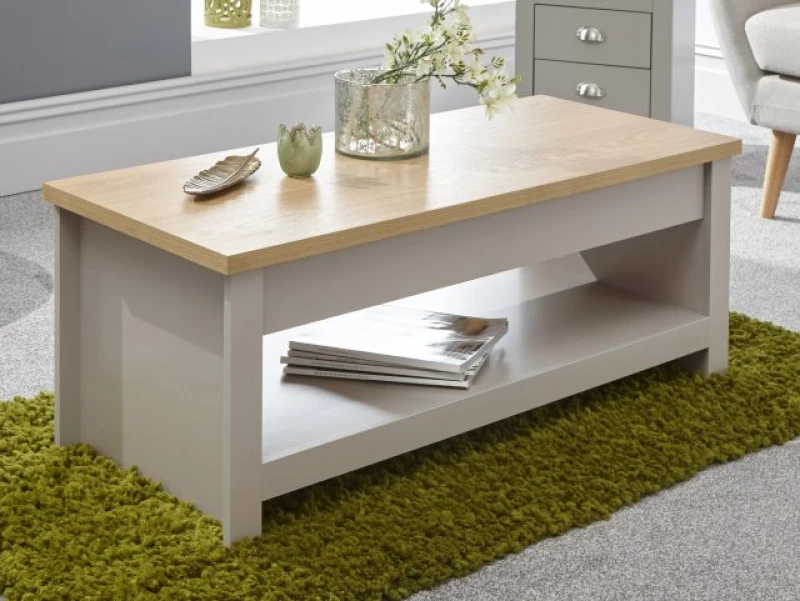 Image of GFW Lancaster Grey and Oak Lift Up Coffee Table