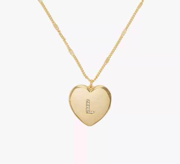 Image of L Heart Letter Locket Necklace