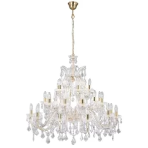 Image of Marie Therese 30 Light Crystal Chandelier Polished Brass Finish, E14